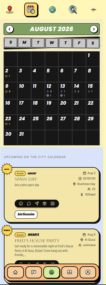 Invarys City Calendar with local events